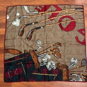 Plaid Golf Themed Polo Ralph Lauren silk Scarf